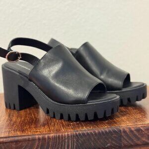 Madden Girl Black Sonny Block Heel Platform Sandals Womens Size 9